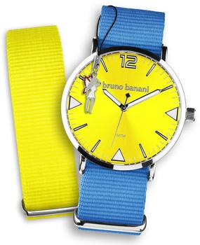 Bruno Banani Uhren Set Analog-Uhr Armband TextilNylon blau,gelb UBRS66GE