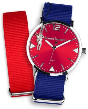 Bruno Banani Uhren Set Analog-Uhr Armband TextilNylon dunkelblau-rot UBRS65RO