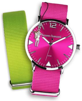 bruno banani Uhren Set Analog-Uhr Armband TextilNylon pink-grün UBRS54GR