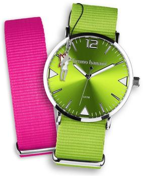 bruno banani Uhren Set Analog-Uhr Armband TextilNylon grün-pink UBRS58PI