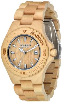 MADISON N.Y Unisex Uhr Armbanduhr Holzuhr G4542F
