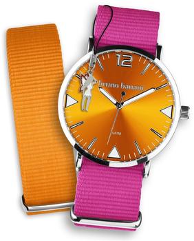 bruno banani Uhren Set Analog-Uhr Armband Textil/Nylon pink-orange UBRS68OR