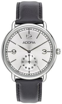 Adora Armbanduhr Analoguhr Edelstahluhr silbern mit Lederarmband Adora 28469