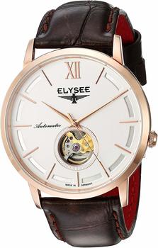 Elysee Herren Armbanduhr Roségold/Schwarz mit schwarzem Lederarmband