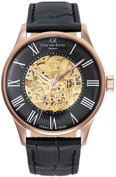 Carl von Zeyten Herren Analog Automatik Uhr mit Leder Armband CVZ0011RBK