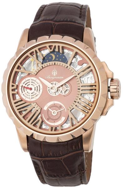 Burgmeister Herren Skeleton Mechanik Uhr mit Leder Armband BM237-305