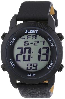 Just Watch Herren Digital Uhr 48-S10876-BK schwarz Lederarmband 44 mm