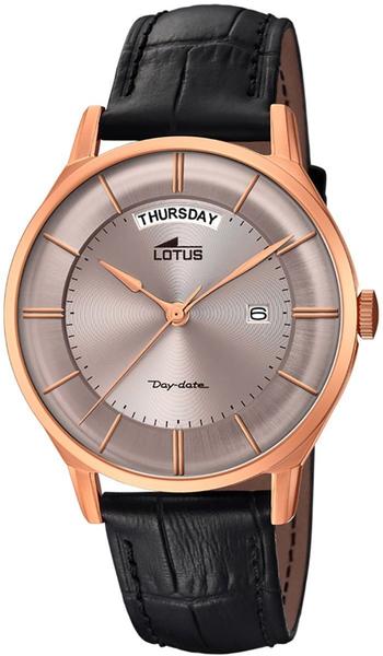 Lotus Watches Herren Datum klassisch Quarz Uhr mit Leder Armband 18422/1