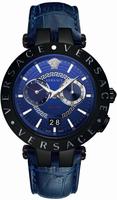 Versace VEBV00419 Herren-Armbanduhr, Edelstahl-Geh&auml;use, Leder-Armband - Grau