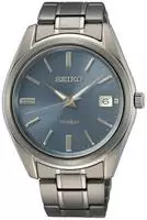 Seiko SUR371P1, Seiko Titan SUR371P1 Herrenarmbanduhr Blau male, Geh&auml;use aus Titan