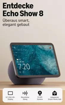 Amazon Echo Show 8 (2025) graphit – Amazon Echo Show 8 (2025) graphit verbindet brillante Unterhaltung mit intelligenter Steuerung