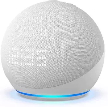Amazon Echo Dot (5. Generation) mit Uhr wei&szlig;