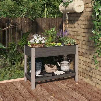 vidaXL Garten-Hochbeet mit Ablage Grau 100x50x75cm WPC (362569)