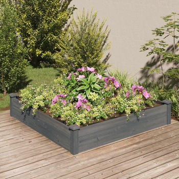 vidaXL Hochbeet mit Einsatz Grau 120x120x25cm Massivholz Tanne (364294)