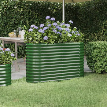 vidaXL Hochbeet Pulverbeschichteter Stahl 114x40x68cm Gr&uuml;n (318888)