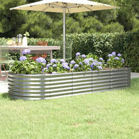 vidaXL Hochbeet Verzinkter Stahl 224x80x36 cm Silbern