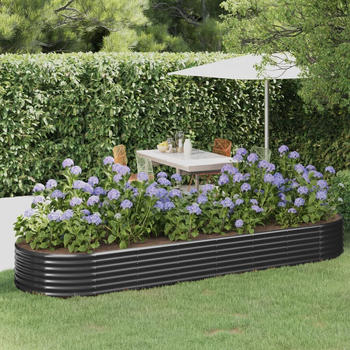 vidaXL Hochbeet Pulverbeschichteter Stahl 322x100x36cm Anthrazit (319001)