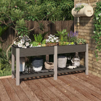 vidaXL Garten-Hochbeet mit Ablage Grau 175x50x75cm WPC (362572)