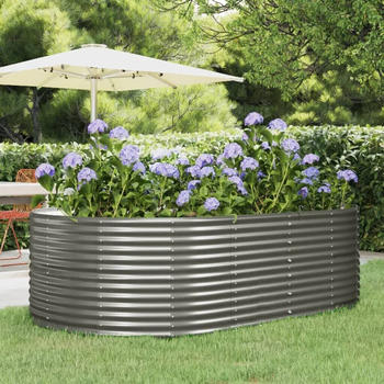 vidaXL Hochbeet Grau 212x140x68cm Pulverbeschichteter Stahl (319094)