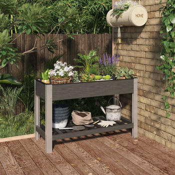 vidaXL Garten-Hochbeet mit Ablage Grau 120x50x75cm WPC (362570)