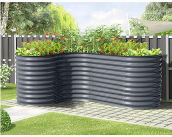 Floraworld Hochbeet klassisch Welle mit Kurve 80 x 160 x 82 cm anthrazit (12384)