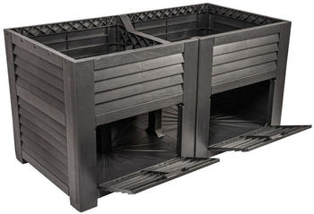 Jelenia Plast Hochbeet Maxi mit 2 Staufächern 150 x 76 x 78 cm anthrazit (4097)