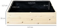 Outsunny Hochbeet Holz mit Vliesstoff 117 x 117 x 30 cm natur (845-580)