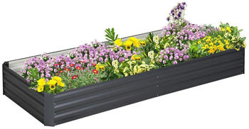 Outsunny Hochbeet Stahl 241 x 90,5 x 30 cm grau (845-518GY)