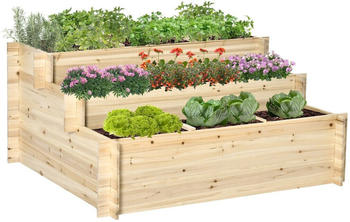 Outsunny Hochbeet 3-stufig Tannenholz 117 x 100 x 54 cm natur (845-581)