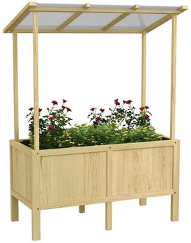 Outsunny Hochbeet Holz mit Deckel und Vliesstoff 110 x 60 x 152 cm natur (845-987V00ND)