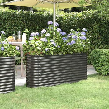 vidaXL Hochbeet Pulverbeschichteter Stahl 152x40x68cm Anthrazit