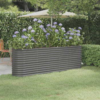 vidaXL Hochbeet Pulverbeschichteter Stahl 224x40x68cm Grau