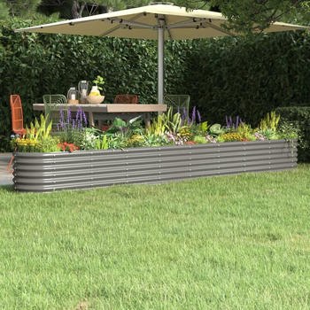 vidaXL Hochbeet Pulverbeschichteter Stahl 332x40x36cm Grau