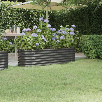vidaXL Pflanzkübel Pulverbeschichteter Stahl 152x40x36cm Anthrazit