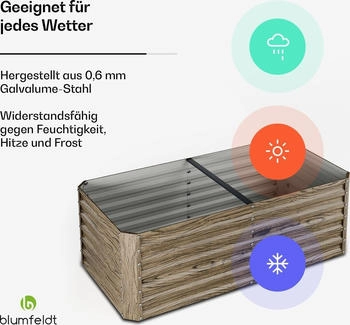 Blumfeldt High Grow Straight Hochbeet 972L metall holzoptik
