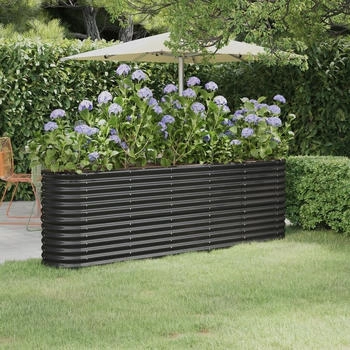 vidaXL Hochbeet Pulverbeschichteter Stahl 224x40x68 cm (318901) anthrazit