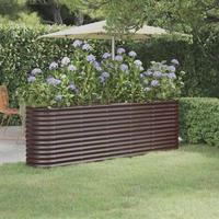 Vidaxl Hochbeet Pulverbeschichteter Stahl 224x40x68 Cm Braun