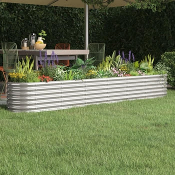 vidaXL Hochbeet Pulverbeschichteter Stahl 260x40x36 cm Silbern (318882)