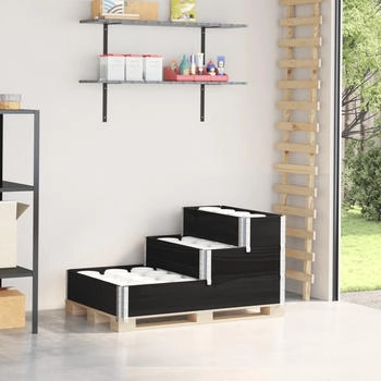 vidaXL Paletten-Aufsatzrahmen 3-fach 120x80 cm Massivholz (4010310) schwarz