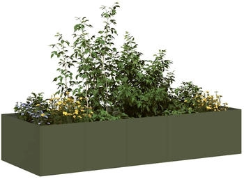 vidaXL Pflanzgefäß 280x80x40 cm Stahl (860762) olivgrün