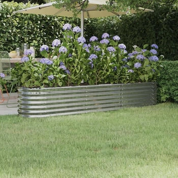 vidaXL Hochbeet Pulverbeschichteter Stahl 224x40x36 cm Silbern (318877)