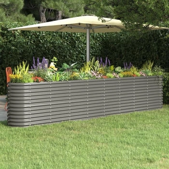 vidaXL Hochbeet Pulverbeschichteter Stahl 332x40x68 cm (318909) grau