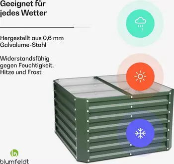 Blumfeldt High Grow Straight Hochbeet 100x60x100cm grün – Blumfeldt High Grow Straight – Rückenschonendes Gärtnern dank komfortabler Höhe