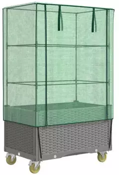 vidaXL Hochbeet mit Aufsatz und Rollen Rattan-Optik 80x50x182 cm (4015864)