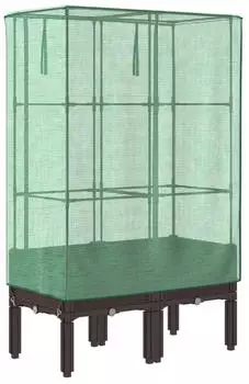 vidaXL Hochbeet mit Gew&auml;chshaus-Aufsatz Rattan-Optik 80x40x140 cm (4015805)