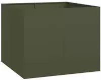 vidaXL Pflanzgef&auml;&szlig; Olivgr&uuml;n 100x100x80 cm Stahl