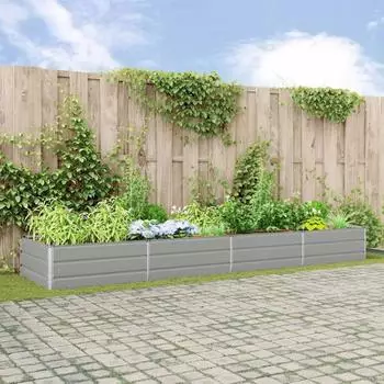 vidaXL Pflanzk&uuml;bel Hellgrau 385 x 100 x 45 cm Verzinkter Stahl (42018171)