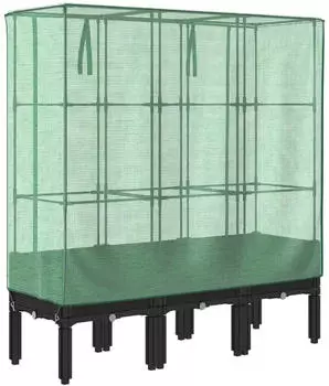 vidaXL Hochbeet mit Gew&auml;chshaus-Aufsatz Rattan-Optik 120x40x140 cm (4015820)