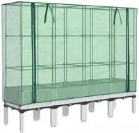 vidaXL Hochbeet mit Gew&auml;chshaus-Aufsatz Rattan-Optik 160x40x140 cm