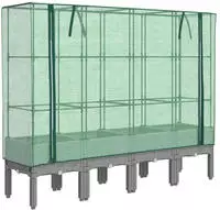 vidaXL Hochbeet mit Gew&auml;chshaus-Aufsatz Rattan-Optik 160x40x140 cm